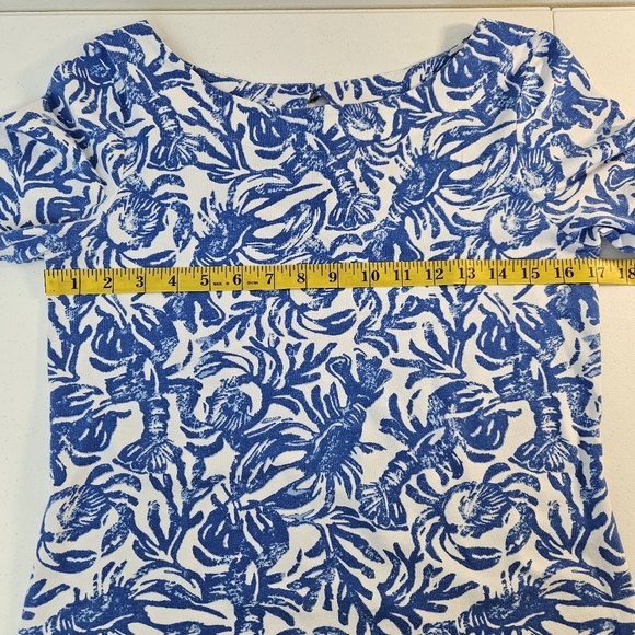 Lilly Pulitzer On A Roll Pullover Waverly Lobster Top 3/4 Sleeves S - Picture 7 of 8